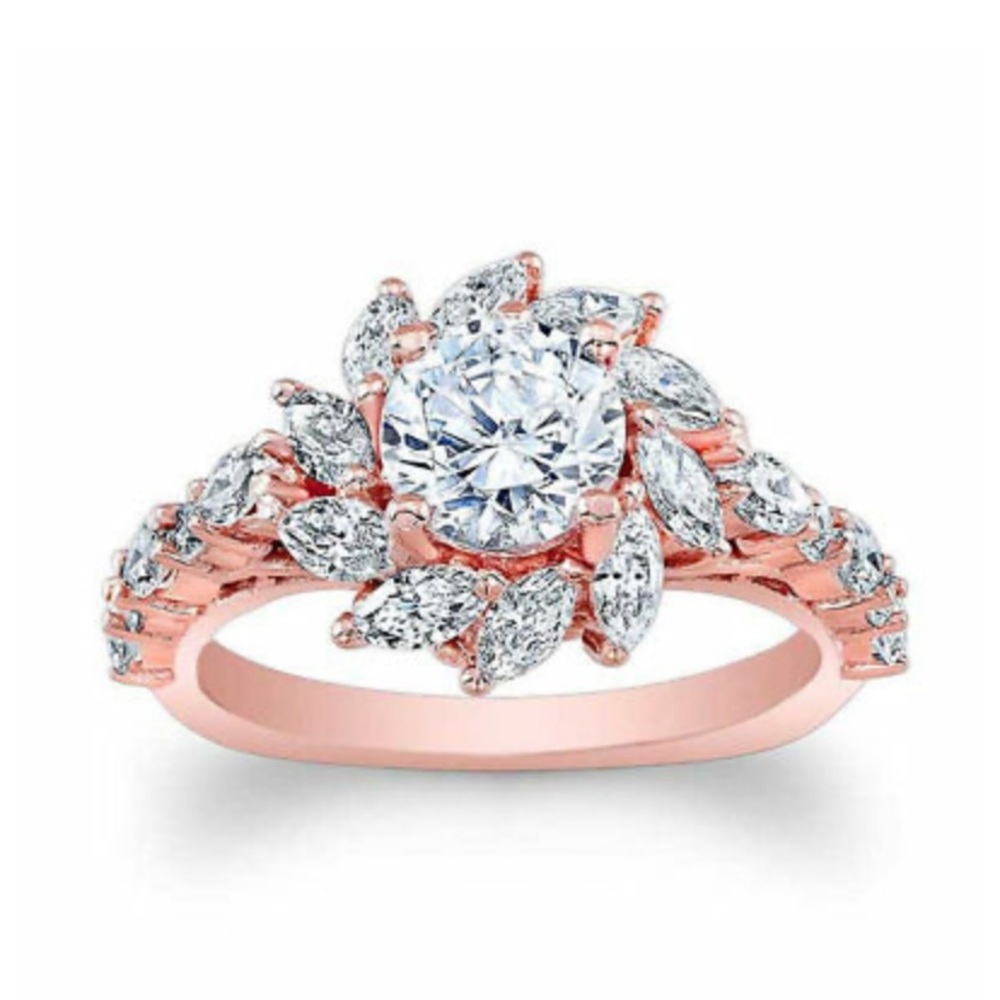 NEW Rose Gold Plated Round Cut White Sapphire Ring - Picture 7 of 7